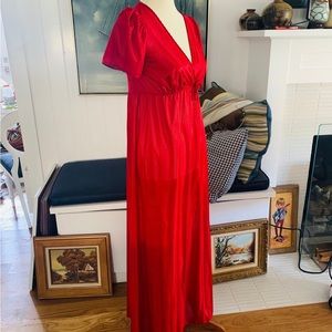 Vintage 1970s Lorraine red sheer nightgown